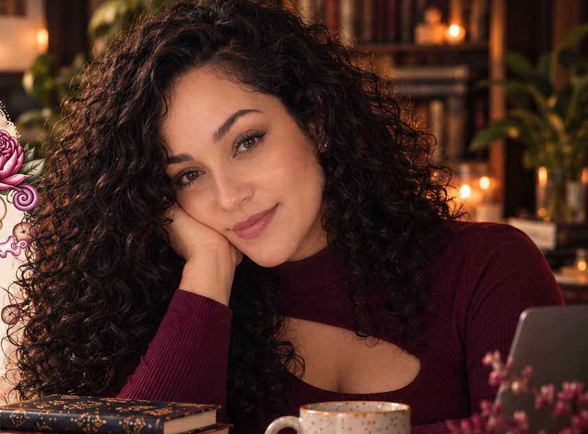 Maribel Colon Toure with dark curls and a burgundy top, in the approved editorial portrait
